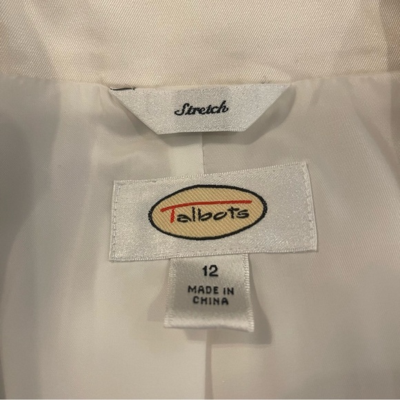 Vintage Talbots Blazer Jacket Womens Size 12 Ivory Viscose Silk Blend One Button - Picture 5 of 9